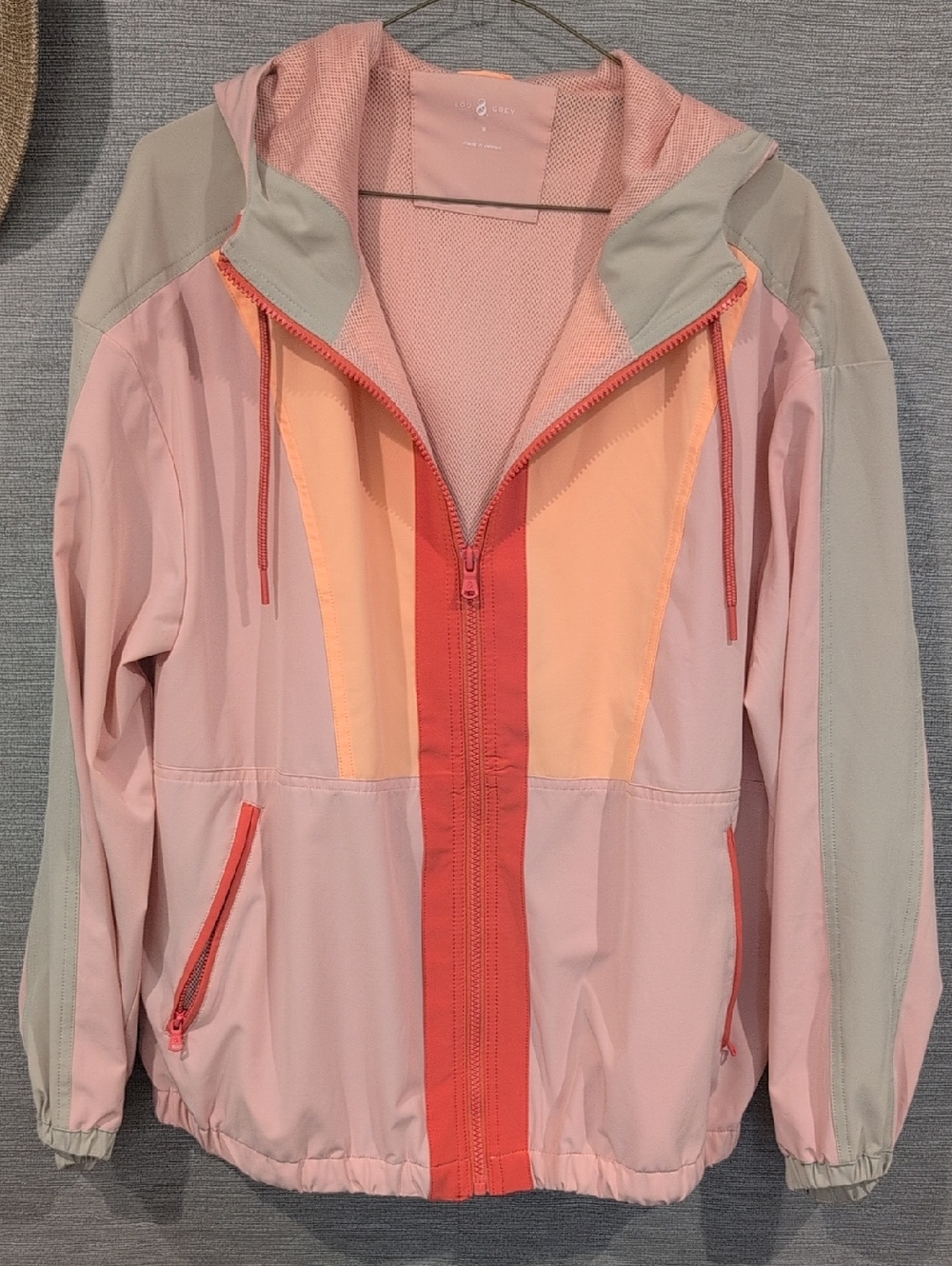 Lou & GreyLightweight Colorblock Hooded Jacket - Pink & Coral